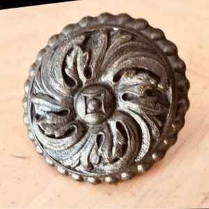 Vintage Solid Brass Decoratively Carved Drawer Knob Creative! Unique Antique